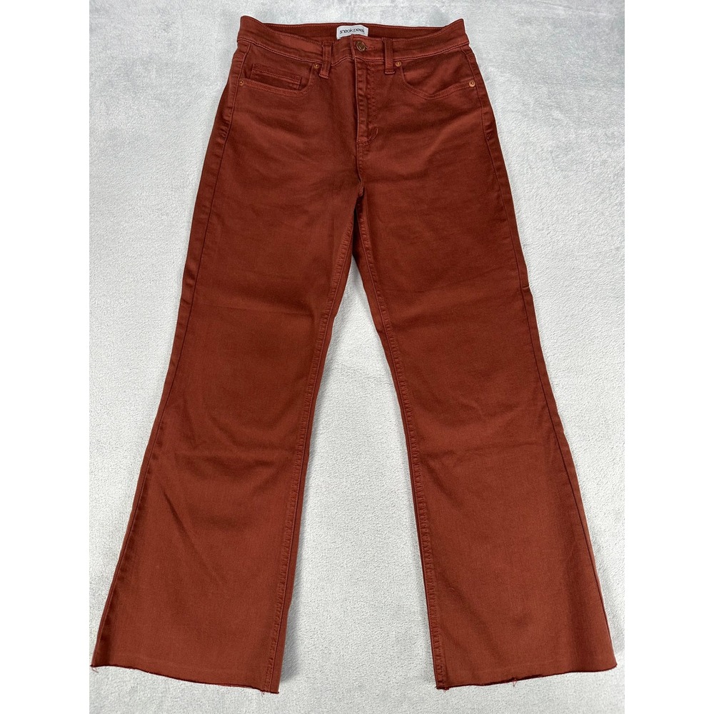 Sneak Peek Jeans Women 26 Rust Orange High Rise Raw Hem Flare Denim Pants